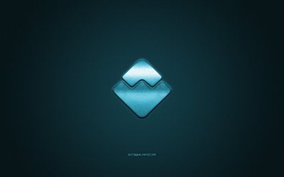 Waves Platform logo, metal emblem, blue carbon texture, cryptocurrency, Waves Platform, finance concepts