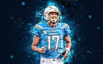 Philip Rivers, 4k, NFL, quarterback, Los Angeles Chargers, american football, Philip Michael Rivers, LA Chargers, National Football League, neon lights, Philip Rivers LA Chargers