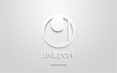 Uhlsport-logotyp, vit bakgrund, Uhlsport 3d-logotyp, 3d-konst, Uhlsport, varum&#228;rkeslogotyp, bl&#229; 3d Uhlsport-logotyp