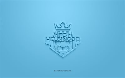 FC Helsingor, luova 3D-logo, sininen tausta, 3D-tunnus, Tanskan jalkapalloseura, Tanskan Superliga, Helsingor, Tanska, 3d-taide, jalkapallo, tyylik&#228;s 3D-logo