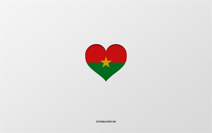 أنا أحب بوركينا فاسو, دول افريقيا, بوركينا فاسو, خلفية رمادية, علم بوركينا فاسو على شكل قلب, البلد المفضل