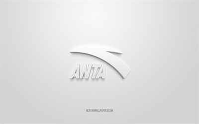 Anta logo, white background, Anta 3d logo, 3d art, Anta, brands logo, white 3d Anta logo