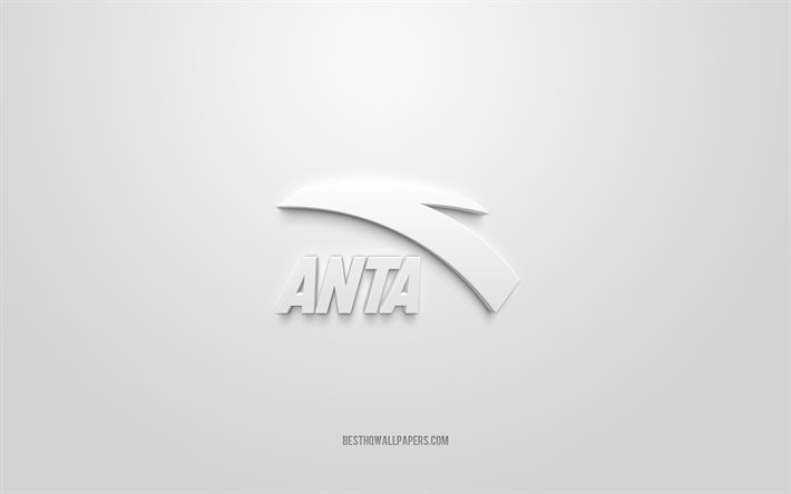 Logo Anta, sfondo bianco, logo Anta 3d, arte 3d, Anta, logo dei marchi, logo Anta, logo Anta 3d bianco