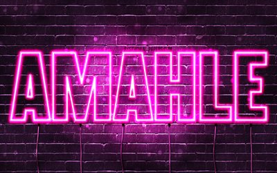 Amahle, 4k, wallpapers with names, female names, Amahle name, purple neon lights, Happy Birthday Amahle, popular south african female names, picture with Amahle name