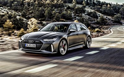 2021, Audi RS6 Avant, front view, exterior, gray station wagon, new gray RS6 Avant, german cars, Audi