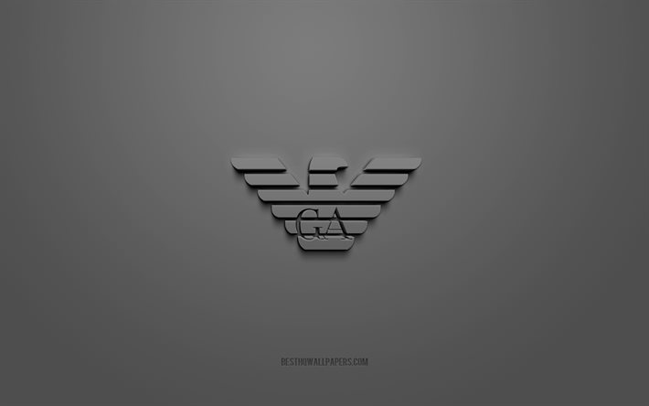 Logo Giorgio Armani, fond noir, logo 3D Giorgio Armani, art 3D, Giorgio Armani, logo des marques, logo Giorgio Armani, logo 3D bleu Giorgio Armani