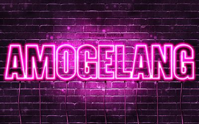 Amogelang, 4k, wallpapers with names, female names, Amogelang name, purple neon lights, Happy Birthday Amogelang, popular south african female names, picture with Amogelang name