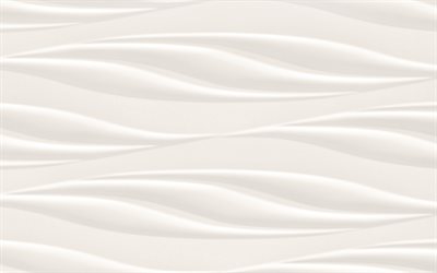 Texture de vagues blanches, 4k, fond blanc de vagues, texture 3d, fond de vagues cr&#233;atives, texture de vagues