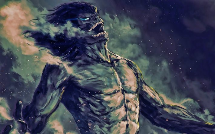 Titan Titan Eren Yeager, karanlık, Saldırı, Titan karakterler manga, Shingeki No Kyojin, K&#246;t&#252; Eren Yeager, Eren Yeager Saldırı