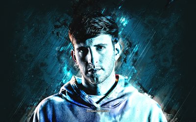 Illenium, American DJ, portrait, Nick Miller, blue stone background, DJ Illenium