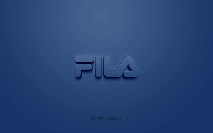 Download Fila logo, blue background, Fila 3d logo, 3d art, Fila, brands logo, blue 3d logo for free. Pictures for desktop free