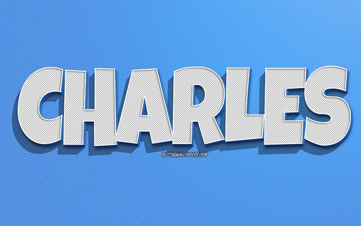 Charles, blue lines background, wallpapers with names, Charles name, male names, Charles greeting card, line art, picture with Charles name