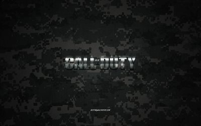Call of Duty, trama mimetica verde, logo Call of Duty, trama militare, emblema in metallo Call of Duty, trama mimetica