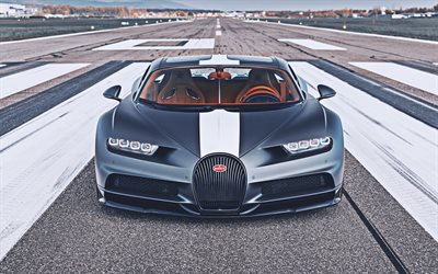 Bugatti Chiron Sport, 4k, vista frontal, 2020 carros, supercarros, 2020 Bugatti Chiron, hipercarros, Bugatti