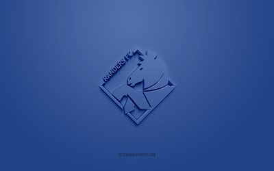 Randers FC, creative 3D logo, blue background, 3d emblem, Scottish football club, Scottish Premiership, Randers, Scotland, 3d art, football, Randers FC 3d logo