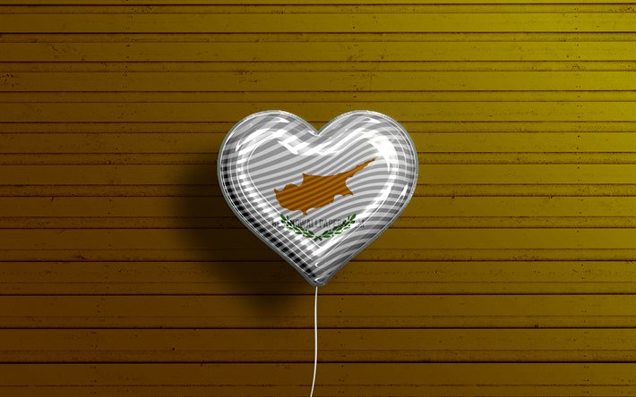 I Love Cyprus, 4k, realistic balloons, blue wooden background, Cypriot flag heart, Europe, favorite countries, flag of Cyprus, balloon with flag, Cypriot flag, Andorra, Love Cyprus