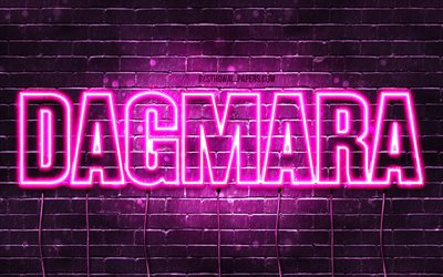 Dagmara, 4k, wallpapers with names, female names, Dagmara name, purple neon lights, Happy Birthday Dagmara, popular polish female names, picture with Dagmara name