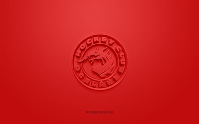 HC Ocelari Trinec, Czech ice hockey club, creative 3D logo, red background, Czech Extraliga, Liberec, Czech Republic, 3d art, ice hockey, HC Ocelari Trinec 3d logo