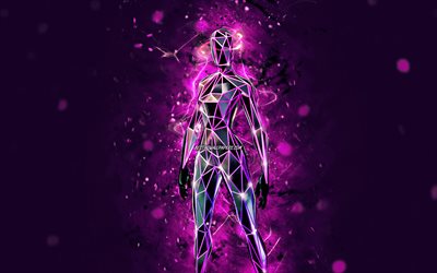 Iso, 4k, purple neon lights, Fortnite Battle Royale, Fortnite characters, Iso Skin, Fortnite, Iso Fortnite