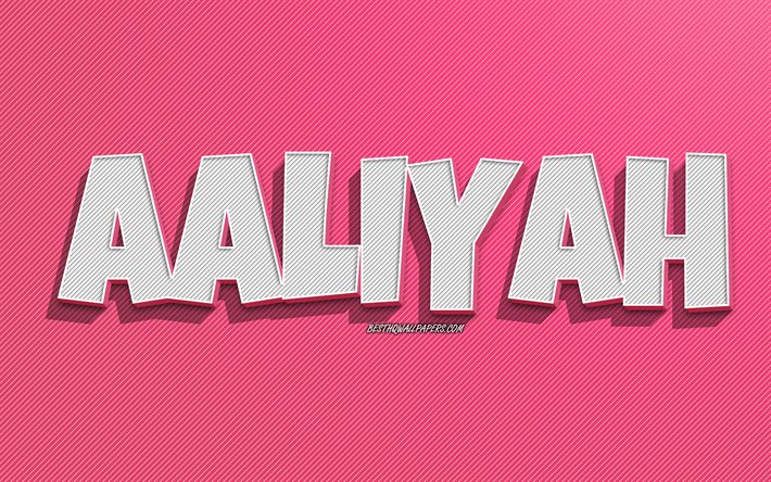 Aaliyah, vaaleanpunaiset viivat tausta, taustakuvat nimill&#228;, Aaliyah nimi, naisnimet, Aaliyah-onnittelukortti, viivapiirros, kuva Aaliyah-nimell&#228;