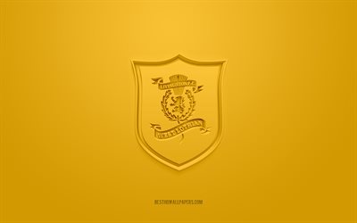 Livingston FC, creative 3D logo, yellow background, 3d emblem, Scottish football club, Scottish Premiership, Livingston, Scotland, 3d art, football, Livingston FC 3d logo