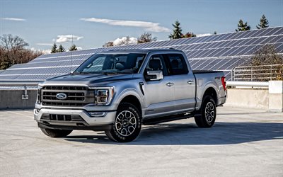 2021, Ford F-150 Raptor, 4k, front view, exterior, new silver F-150 Raptor, American cars, Ford