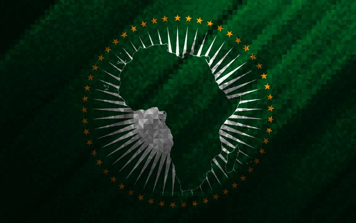 Drapeau de l&#39;Union africaine, abstraction multicolore, drapeau de la mosa&#239;que de l&#39;Union africaine, Union africaine, art de la mosa&#239;que, drapeau de l&#39;Union africaine