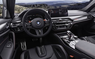 2022, BMW M5 CS, 4k, interior, vista interior, panel frontal, salpicadero, nuevo interior M5, coches alemanes, BMW