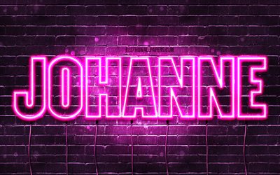Johanne, 4k, wallpapers with names, female names, Johanne name, purple neon lights, Happy Birthday Johanne, popular danish female names, picture with Johanne name