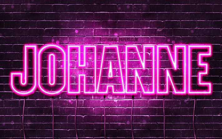 Johanne, 4k, wallpapers with names, female names, Johanne name, purple neon lights, Happy Birthday Johanne, popular danish female names, picture with Johanne name