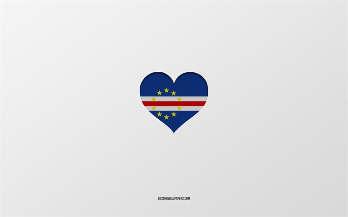 I Love Cabo Verde, Africa countries, Cabo Verde, gray background, Cabo Verde flag heart, favorite country, Love Cabo Verde
