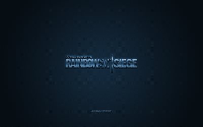 Rainbow Six Siege, Tom Clancys, Rainbow Six Siege logo bleu, fond en fibre de carbone bleue, Rainbow Six Siege logo, Rainbow Six Siege embl&#232;me