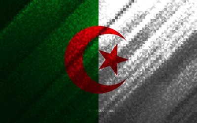 flagge von algerien, bunte abstraktion, algerien mosaik flagge, algerien, mosaik-kunst, algerien flagge
