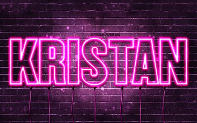 Kristan, 4k, bakgrundsbilder med namn, kvinnliga namn, Kristan namn, lila neonljus, Kristan Birthday, Happy Birthday Kristan, popul&#228;ra italienska kvinnliga namn, bild med Kristan namn