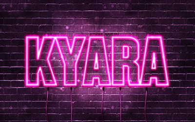 Kyara, 4k, wallpapers with names, female names, Kyara name, purple neon lights, Kyara Birthday, Happy Birthday Kyara, popular italian female names, picture with Kyara name