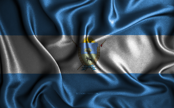 la pampa-flagge, 4k, seidenwellenfahnen, argentinische provinzen, tag von la pampa, stofffahnen, flagge von la pampa, 3d-kunst, la pampa, provinzen von argentinien, la pampa 3d-flagge, argentinien