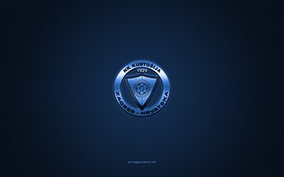 NK Kustosija, Croatian football club, blue logo, blue carbon fiber background, Druga HNL, football, Zagreb, Croatia, NK Kustosija logo