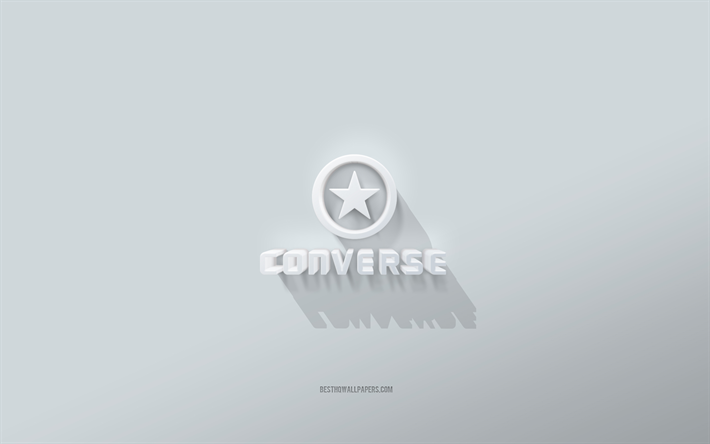 Converse logosu, beyaz arka plan, Converse 3d logosu, 3d sanat, Converse, 3d Converse amblemi