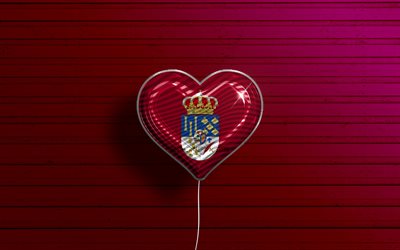 J&#39;aime Salamanque, 4k, des ballons r&#233;alistes, violet fond en bois, le Jour de Salamanque, les provinces espagnoles, le drapeau de Salamanque, l&#39;Espagne, le ballon avec le drapeau, les Provinces d&#39;Espagne, Salamanque