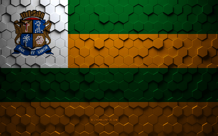 Bandiera di Aracaju, arte a nido d'ape, bandiera di esagoni Aracaju, Aracaju, arte di esagoni 3d, bandiera di Aracaju