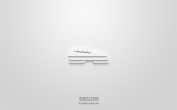 Bobsleigh 3d icon, white background, 3d symbols, Bobsleigh, winter sport icons, 3d icons, Bobsleigh sign, winter sport 3d icons
