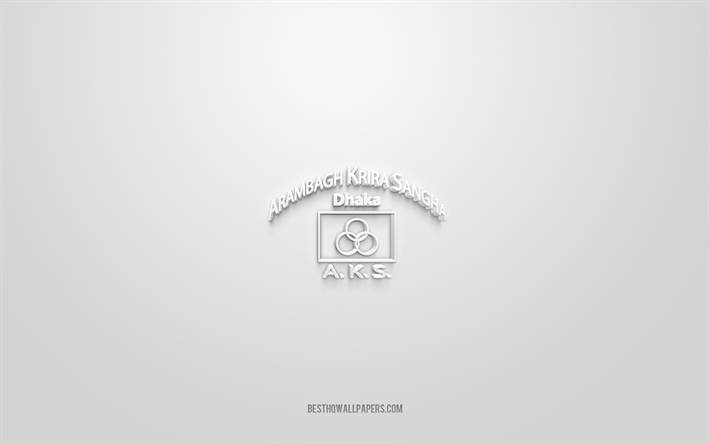 أرامباغ كانساس, شعار 3D الإبداعية, خلفية بيضاء, الدوري البنجلاديشي الممتاز, 3d شعار, نادي كرة القدم البنجلاديشي, بنغلاديش, فن ثلاثي الأبعاد, كرة القدم, شعار أرامباغ كانساس ثلاثي الأبعاد