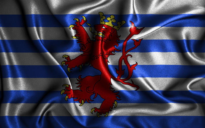 Luxemburgin lippu, 4k, silkki aaltoilevat liput, Belgian maakunnat, Luxemburgin p&#228;iv&#228;, kangasliput, 3D-taide, Luxemburg, Eurooppa, Luxemburgin 3D lippu, Belgia