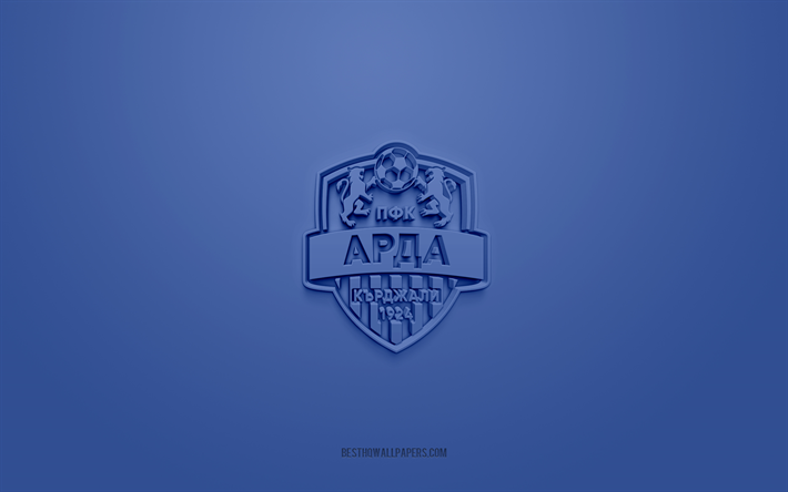FC Arda Kardzhali, logo 3D cr&#233;atif, fond bleu, Premi&#232;re Ligue bulgare, embl&#232;me 3d, &#233;quipe de football bulgare, Bulgarie, art 3d, Parva liga, football, logo 3d du FC Arda Kardzhali