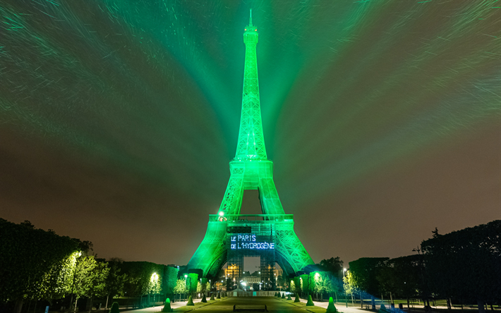 Eiffel Tower, Paris, night, Champs Elysees, Paris Landmark, Paris cityscape, France