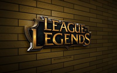 Logo League of Legends 3D, 4K, logo LoL, mur de briques marron, créatif, marques, logo League of Legends, LoL, art 3D, League of Legends