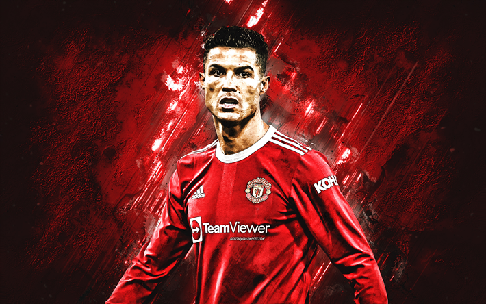 Cristiano Ronaldo, CR7, Manchester United FC, footballeur portugais, Ronaldo Manchester United, portrait de Ronaldo, art grunge, football