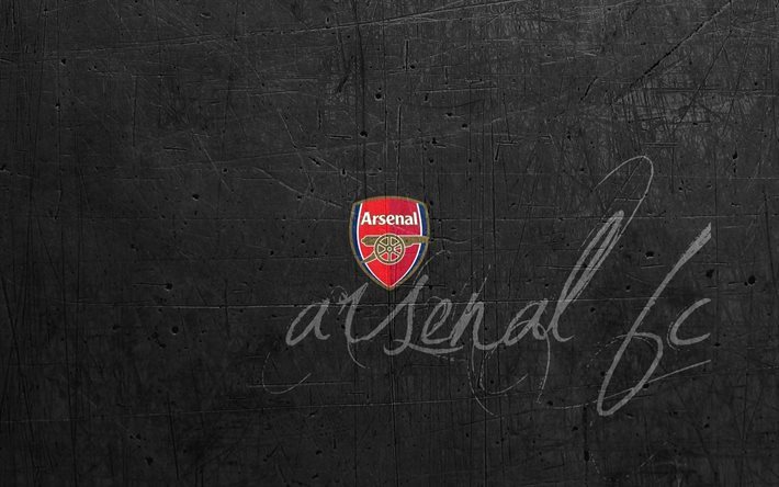 FC, grunge, Premier League, muro grigio, Il tecnico dell&#39;Arsenal, club di calcio, logo