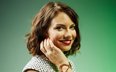 Lauren Cohan, American actress, portrait, make-up for brown-haired, smile