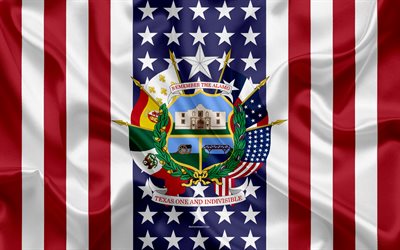texas, usa, 4k-amerikanischen staat, r&#252;ckseite, siegel von texas, seide textur, emblem, staaten, dichtung, amerikanische flagge